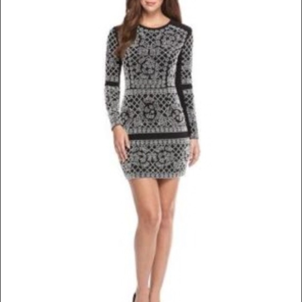 NWOT Xscape Black white beaded dress